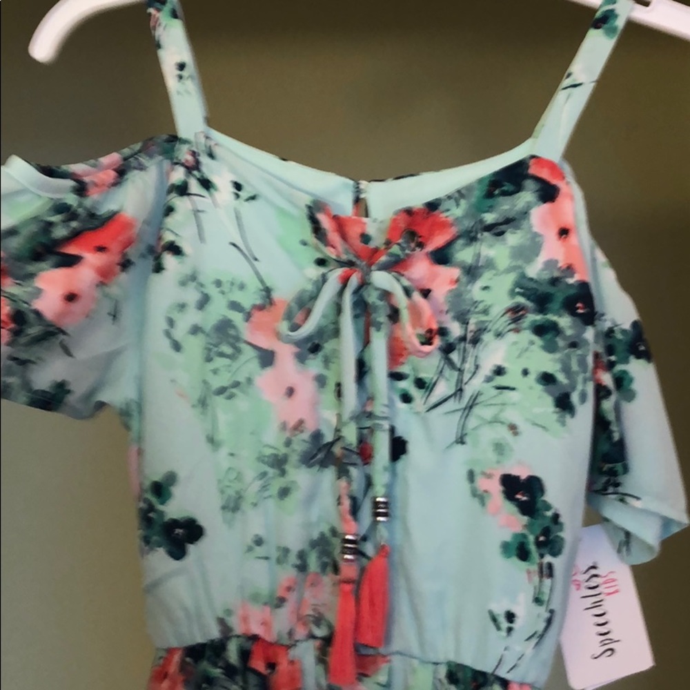 Girls floral cold shoulder romper with maxi